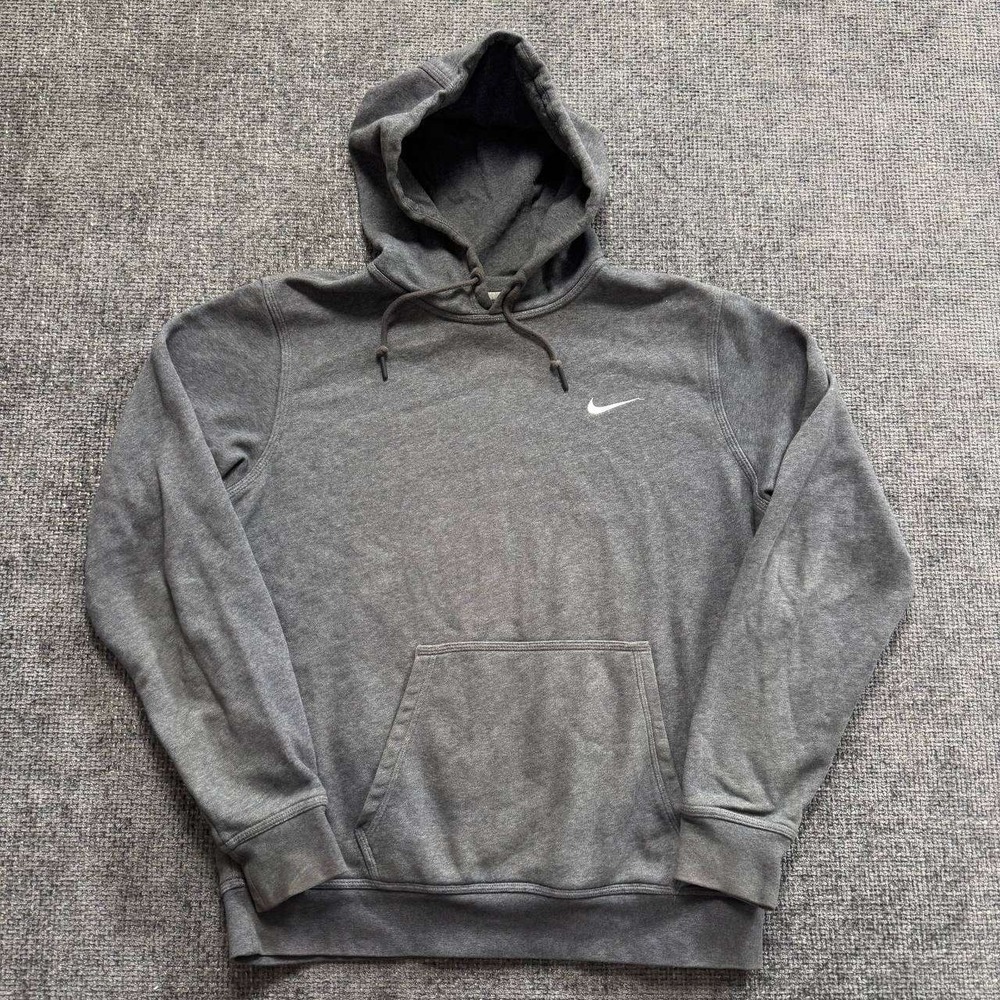 Nike Hoodie Mens Large Grey Pullover Embroidered Swoosh Fleece Streetwear